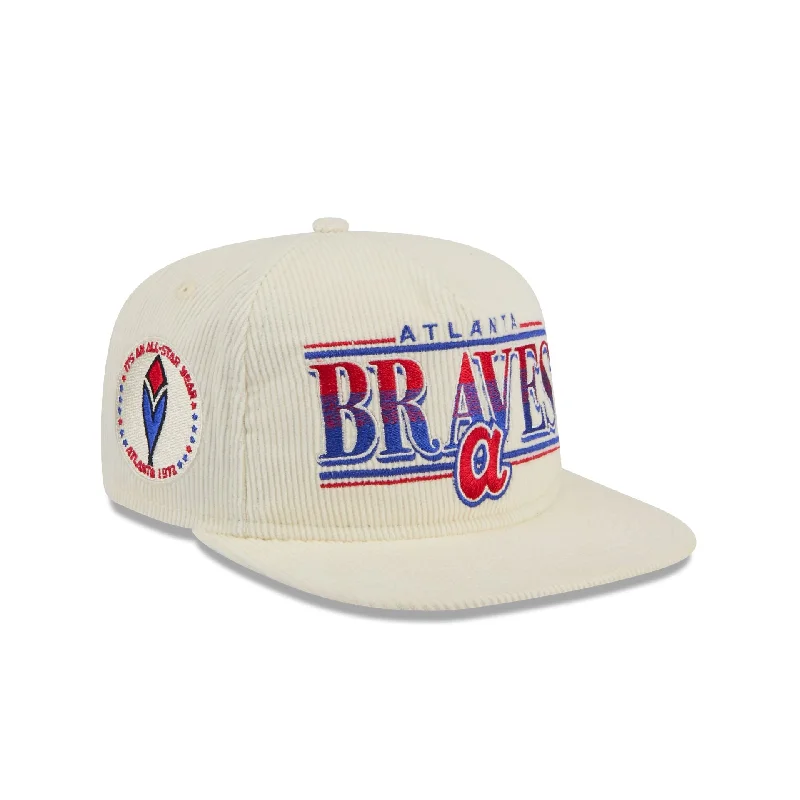 Men's leather baseball cap-Atlanta Braves Throwback Corduroy Alt Golfer Hat