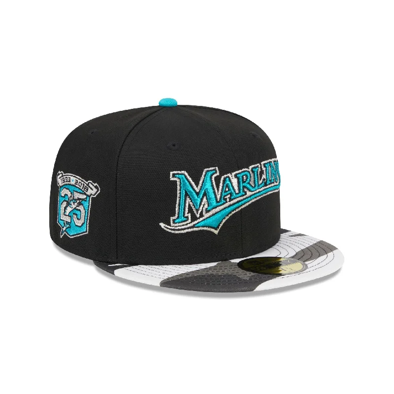 Men's breathable socks accessory-Miami Marlins Metallic Camo 59FIFTY Fitted Hat