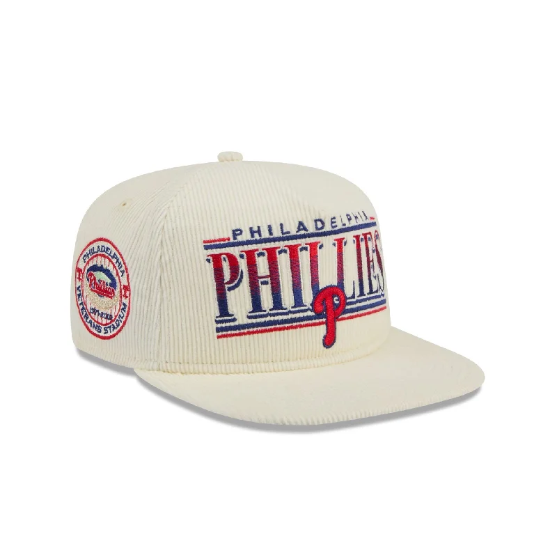 Men's slim beanie hat-Philadelphia Phillies Throwback Corduroy Golfer Hat