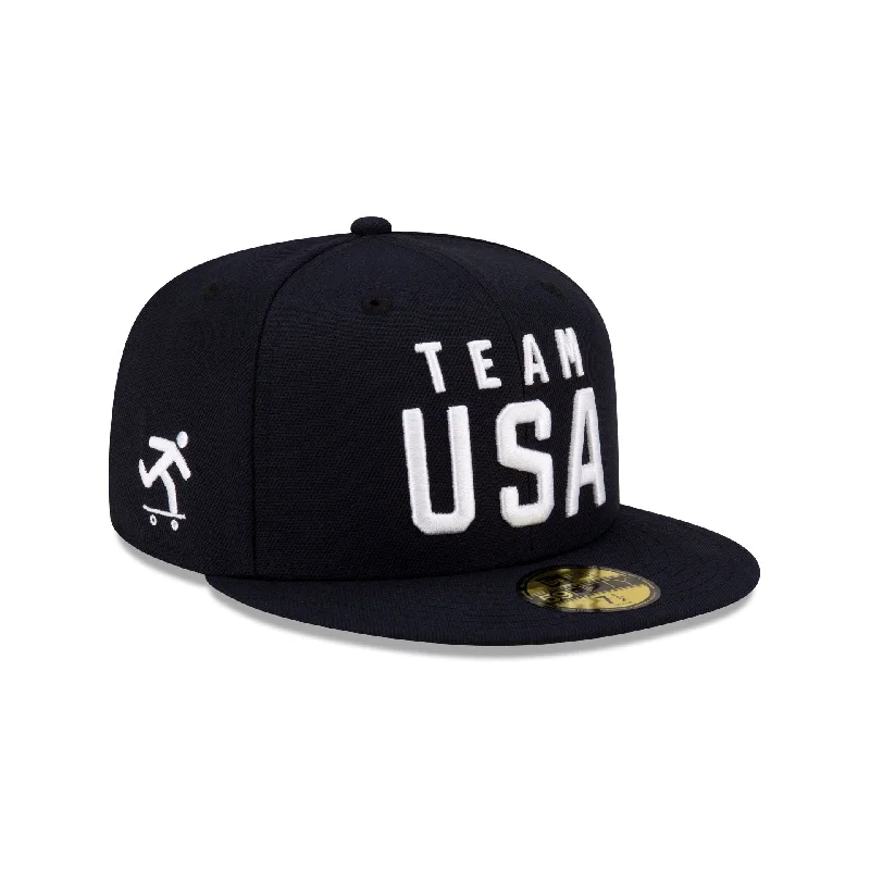 Men's soft silk gloves-Team USA Skateboarding Navy 59FIFTY Fitted Hat