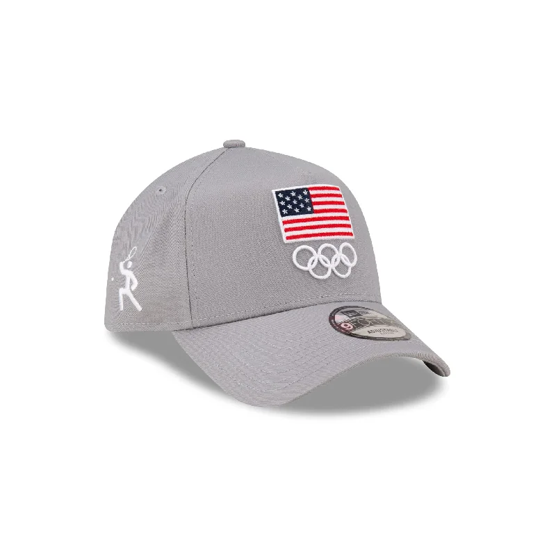 Men's breathable socks accessory-Team USA Tennis Gray 9FORTY A-Frame Snapback Hat