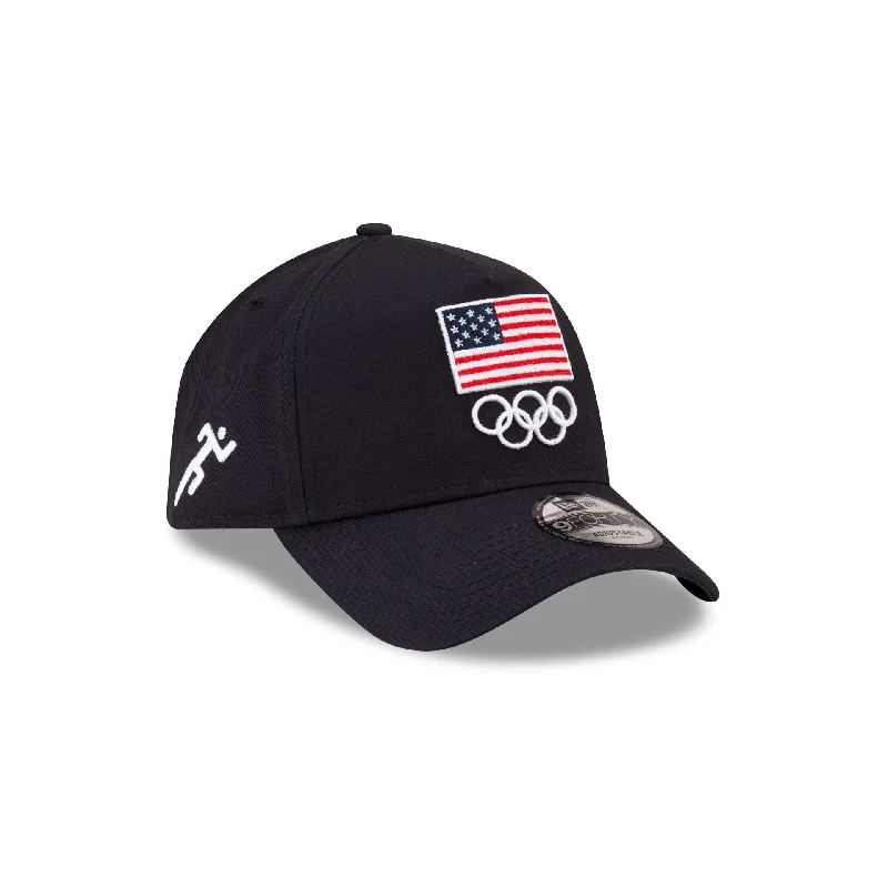 Men's durable socks accessory-Team USA Track & Field Navy 9FORTY A-Frame Snapback Hat