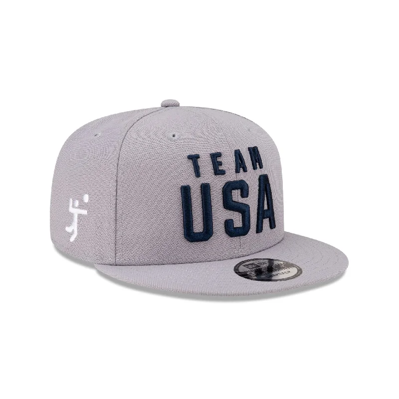 Men's trendy socks accessory-Team USA Volleyball Gray 9FIFTY Snapback Hat