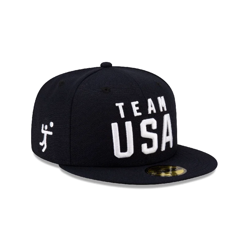 Men's leather baseball cap-Team USA Volleyball Navy 59FIFTY Fitted Hat