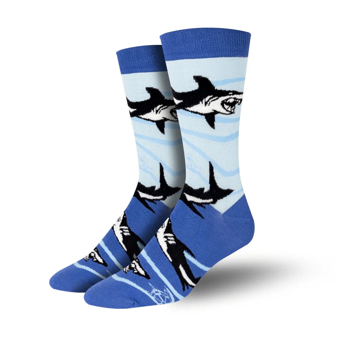 Men's stylish beanie hat-Bambukas Mens Shark Bite Crew Socks