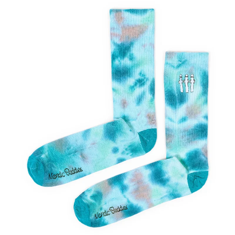 Men's modern tie accessory-Hattifatteners Tie Dye Men Socks - Turquoise and Blue