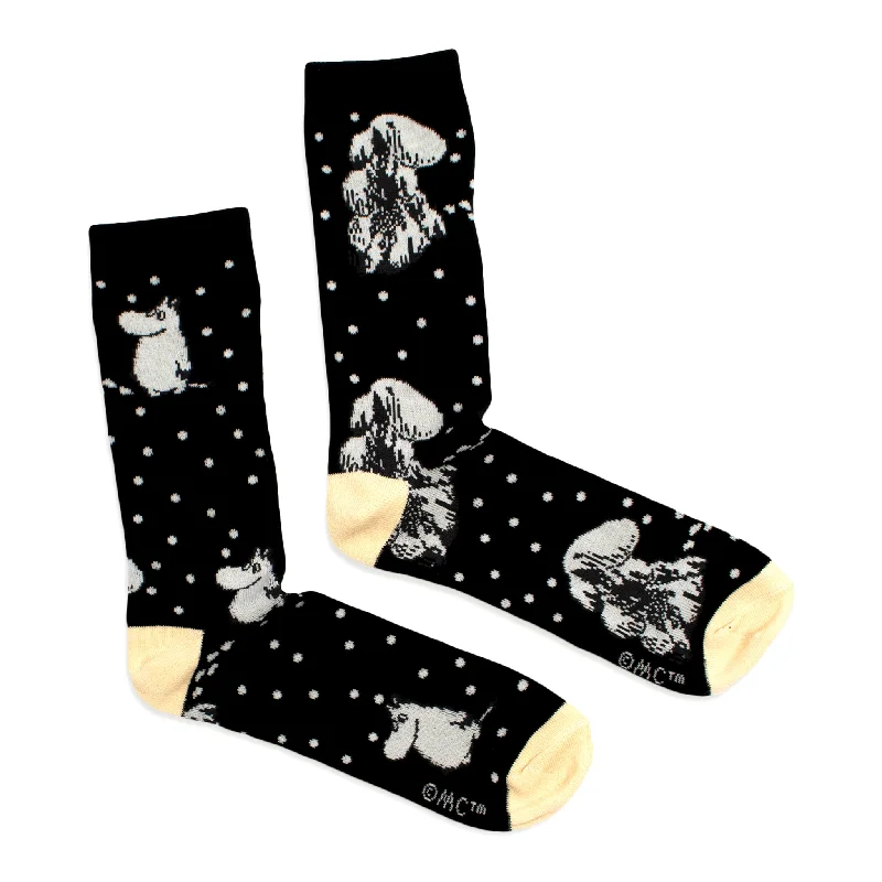 Men's leather suspenders accessory-Exclusive Collection Moomintroll Winterland Men Socks - Black