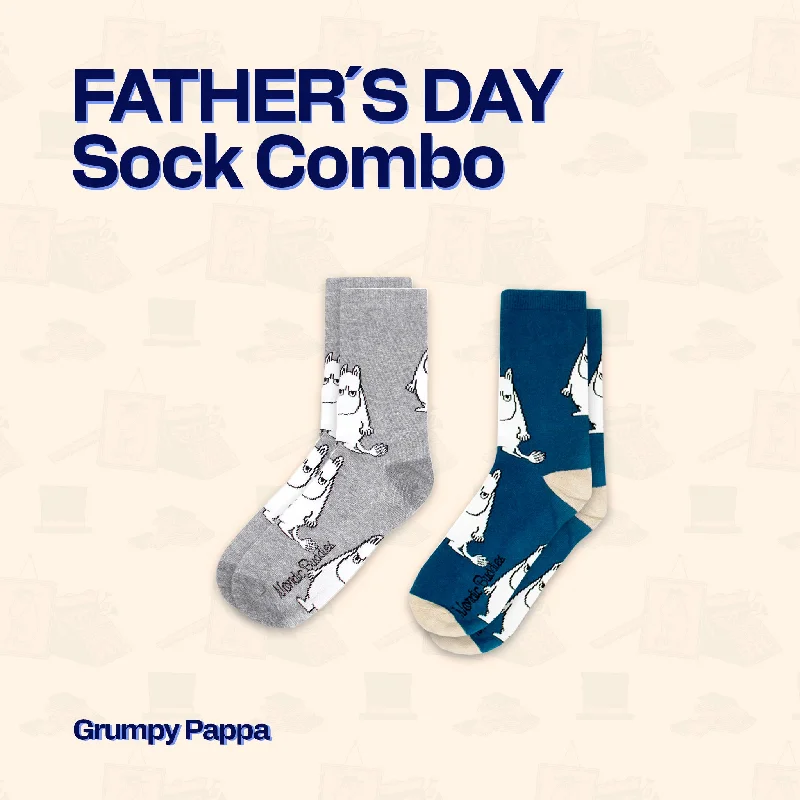 Men's durable cotton socks-Moomin Grumpy Pappa Combo