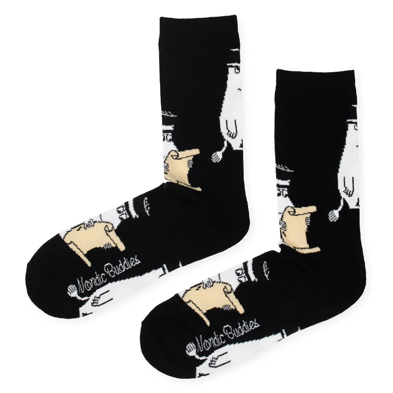 Men's casual wristwatch-Moominpappa Men Socks - Black