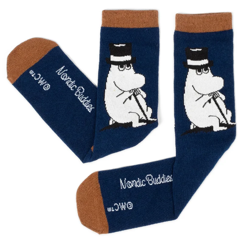 Men's stylish cufflinks-Moominpappa Happiness Men Socks - Navy