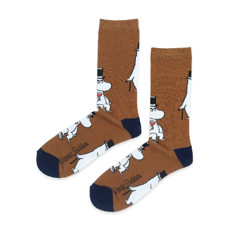 Men's durable tie accessory-Moominpappa Men Socks - Brown