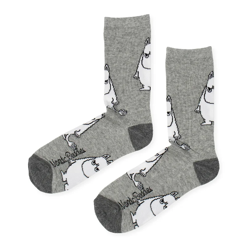 Men's trendy cotton scarf-Moomintroll Grumpy Men Socks - Grey