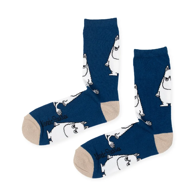 Men's stylish beanie hat-Moomintroll Grumpy Men Socks - Navy