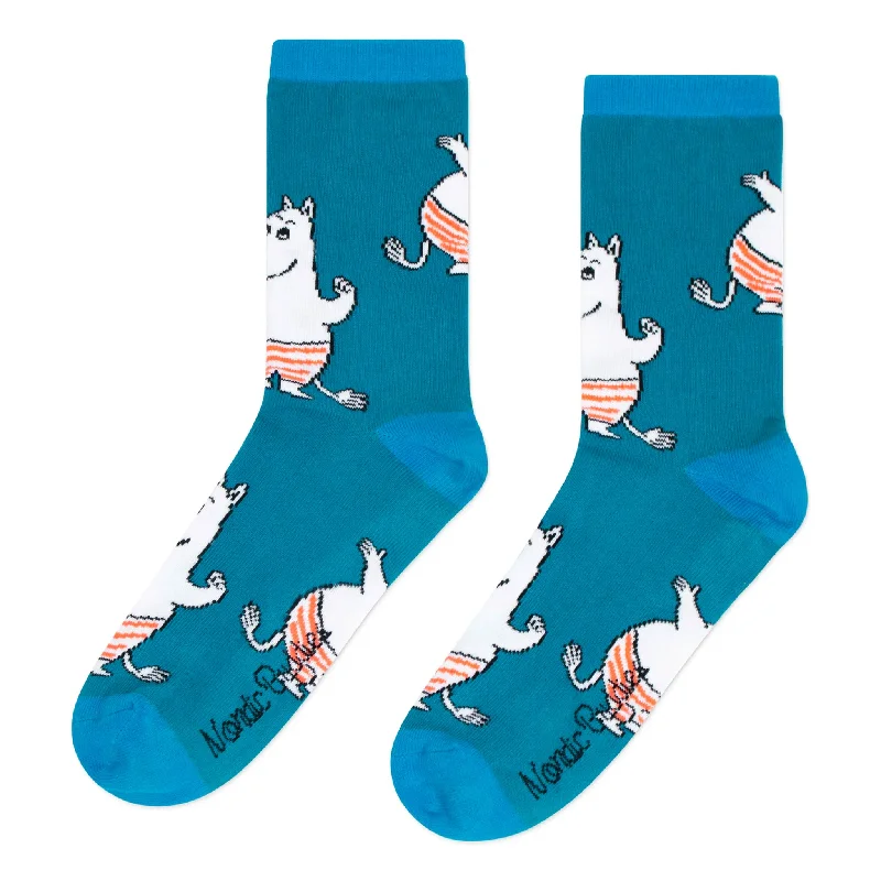 Men's breathable beanie hat-Moomintroll Swimming Men Socks - Blue