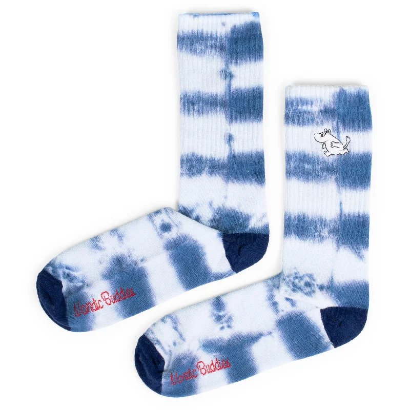 Men's durable socks accessory-Moomintroll Tie Dye Men Socks - Blue