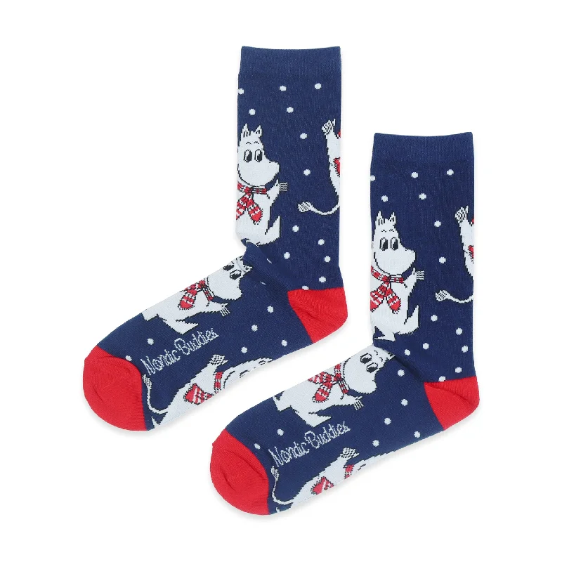 Men's classic cotton scarf-Moomintroll Winter Men Socks - Navy