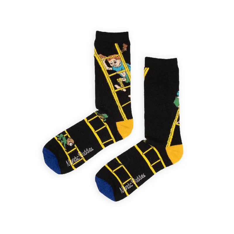 Men's leather tie accessory-Pippi and the Ladders Men's Socks - Black