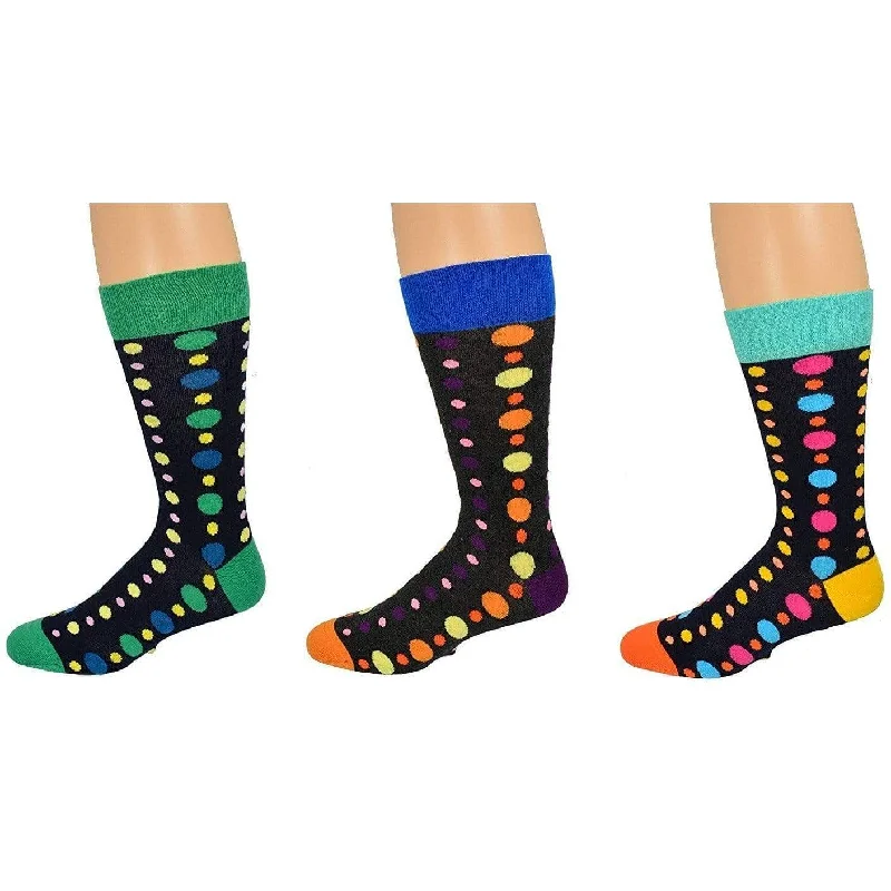 Men's durable cotton socks-Polka Dot Pattern Colorful Crew Cotton Socks