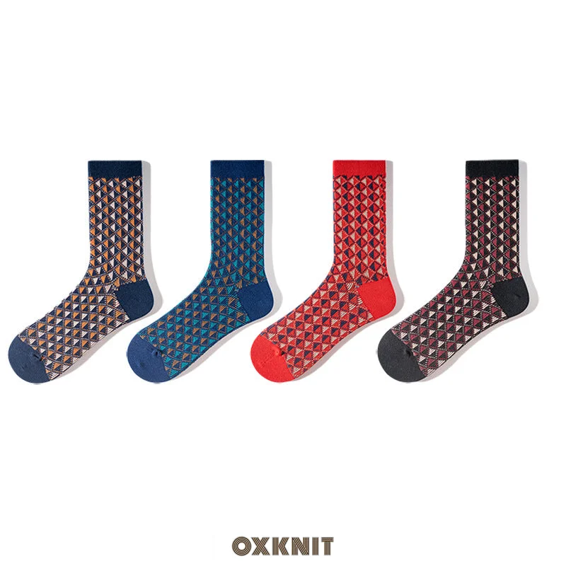 Men's durable tie accessory-Retro Diamond Plaid Tube Socks