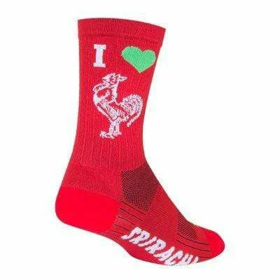 Men's modern scarf accessory-SockGuy I Heart Sriracha SGX 7 Inch Socks