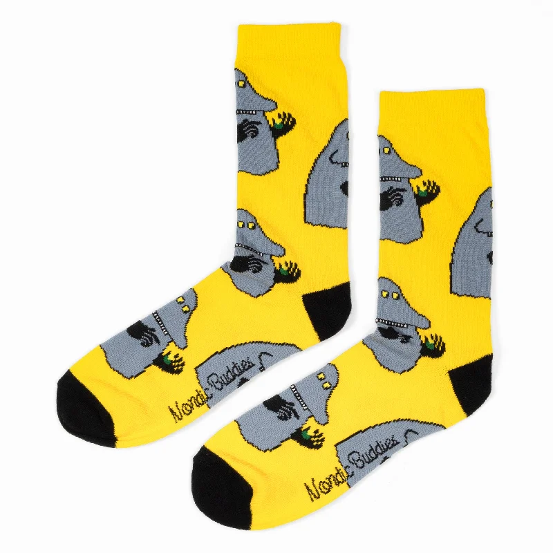 Men's slim pocket square-The Groke's Evening Walk Men Socks - Yellow