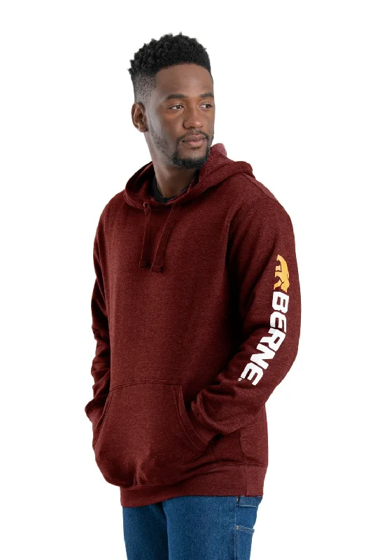 Men's durable cotton sweatshirt-Berne Mens Brick Cotton Blend Signature Sleeve Hooded Pullover