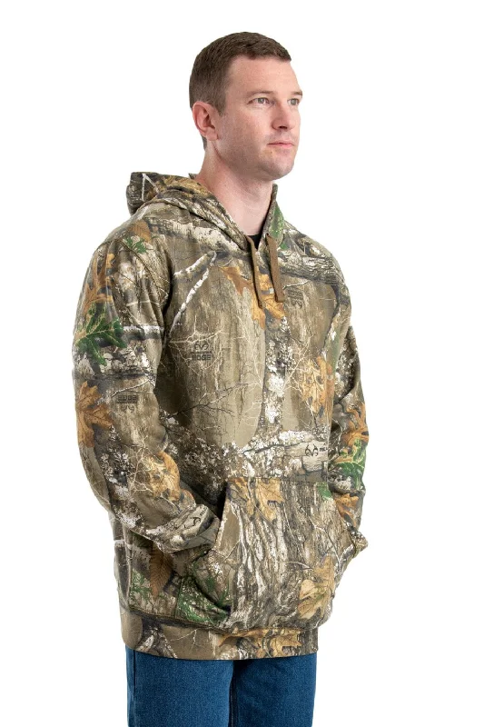 Men's slim fit zip-up hoodie-Berne Mens Realtree Edge Cotton Blend Inland Hooded Pullover