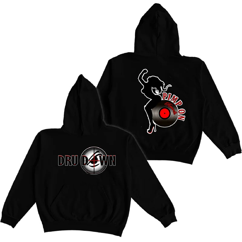 Men's durable cotton hoodie-Dru Down - Pimp On Records Hoodie