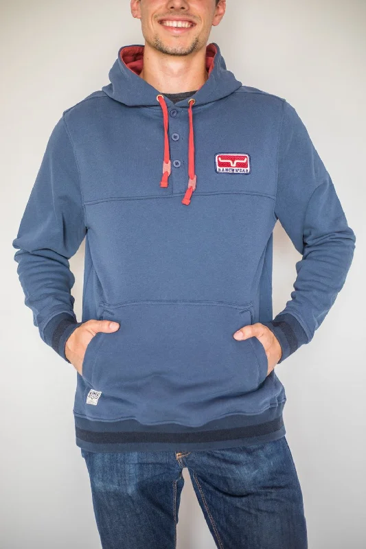 Men's breathable athletic hoodie-Kimes Ranch Mens Ranch Ready Navy 100% Cotton L/S Hoodie