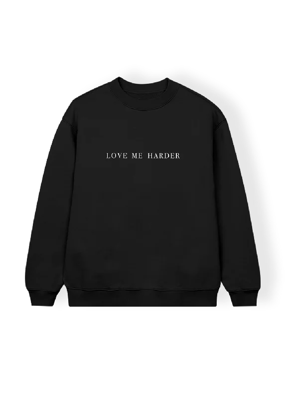 Men's soft pullover hoodie-love me harder crewneck