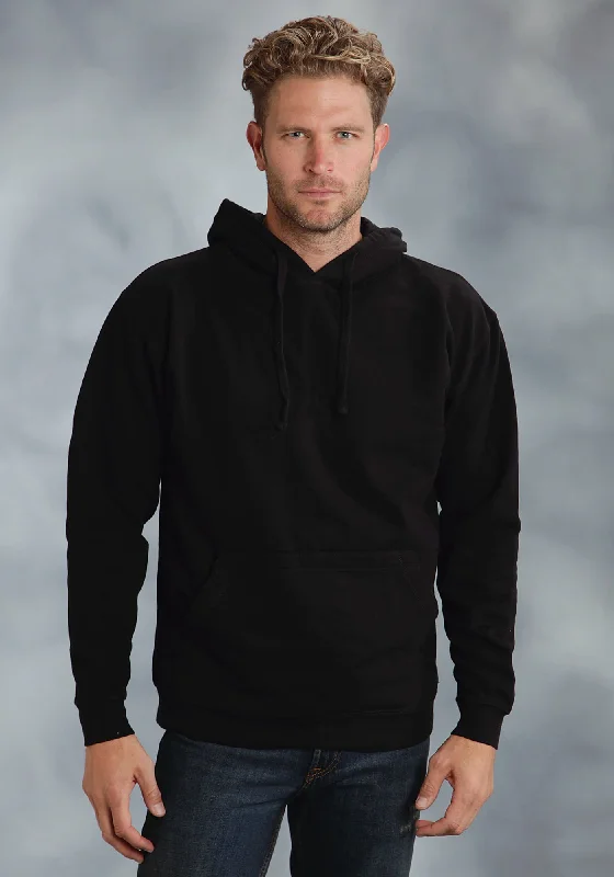 Men's modern fit hoodie-Ouray Mens Black 100% Polyester USA Hoodie