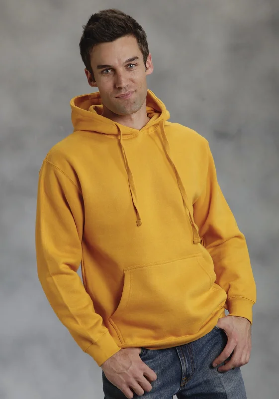 Men's durable casual hoodie-Ouray Mens Yellow Poly/Cotton USA Solid Hoodie