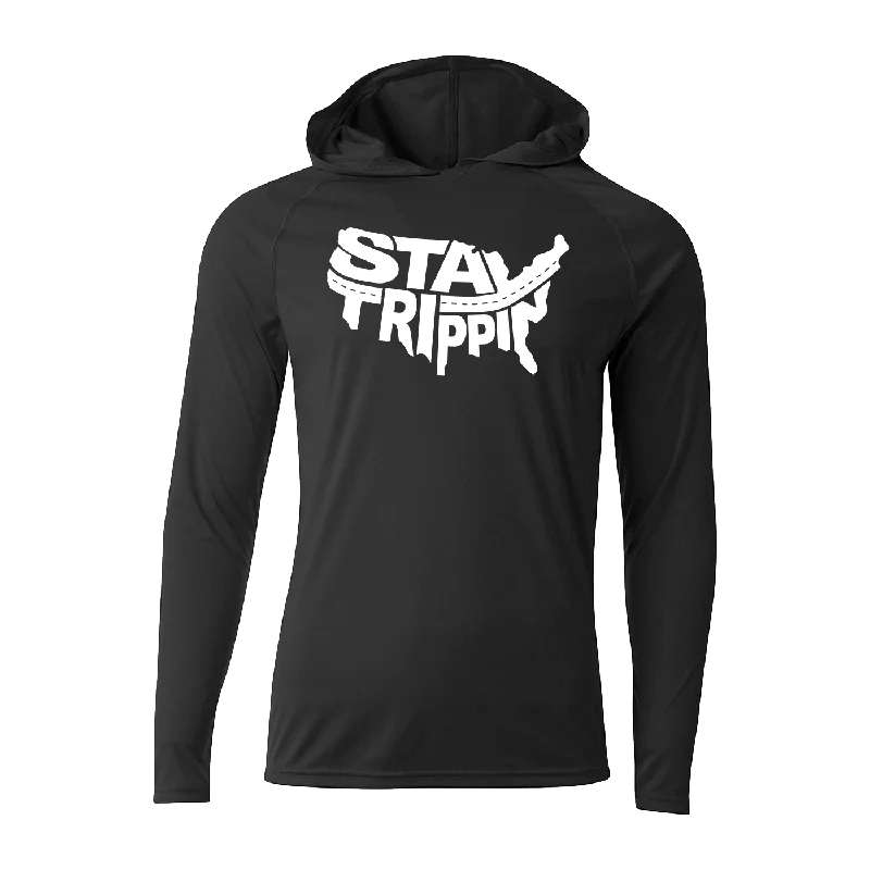 Men's soft athletic sweatshirt-#STAYTRIPPIN USA Performance Long Sleeve Hoodie