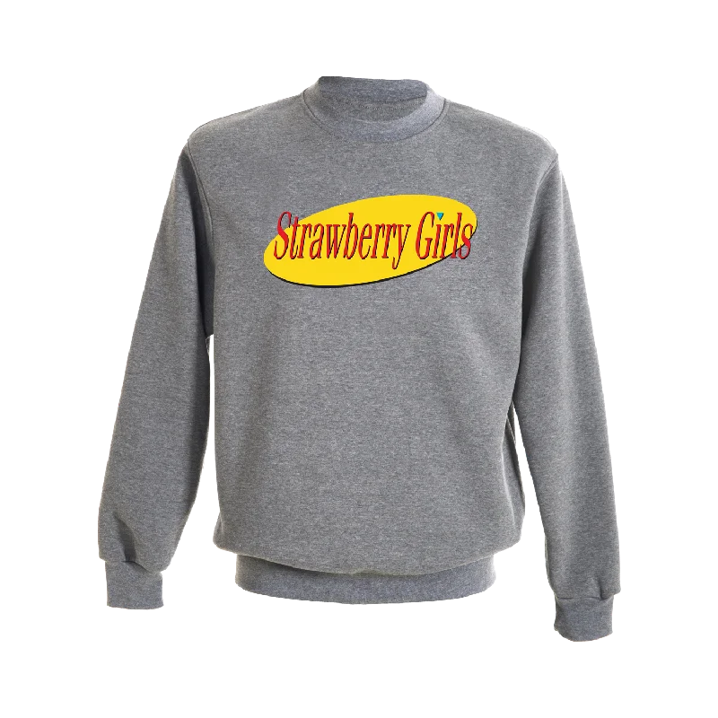 Men's casual graphic hoodie-Strawberry Girls "Strawfeld" Crewneck