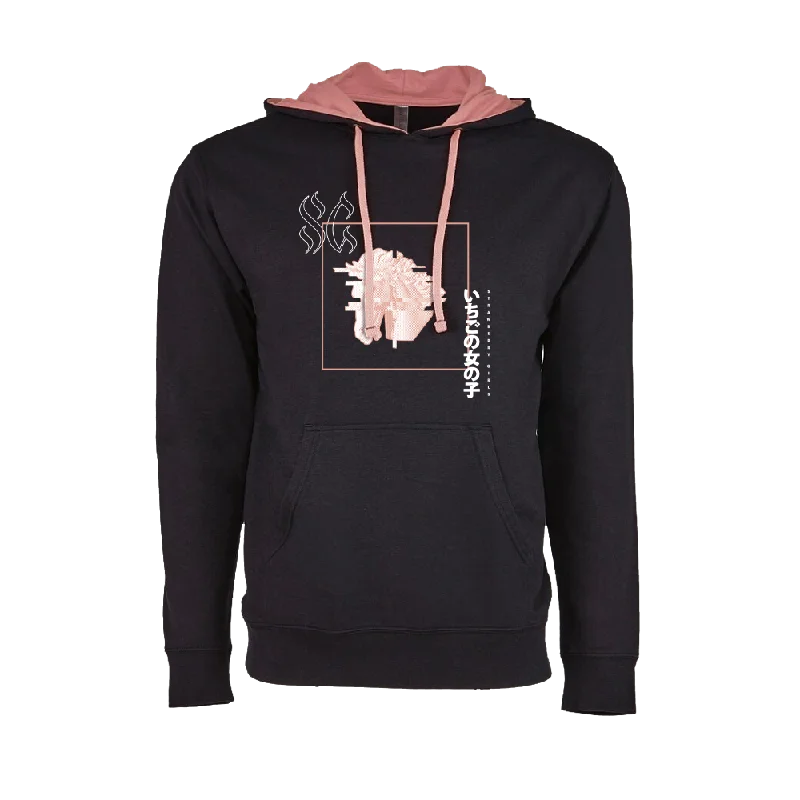 Men's breathable athletic hoodie-Strawberry Girls "Tasmanian Glow" Glitch Horse Hoodie