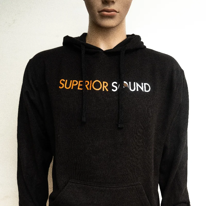 Men's cozy cotton hoodie-Superior Sound - Orange Logo Hoodie