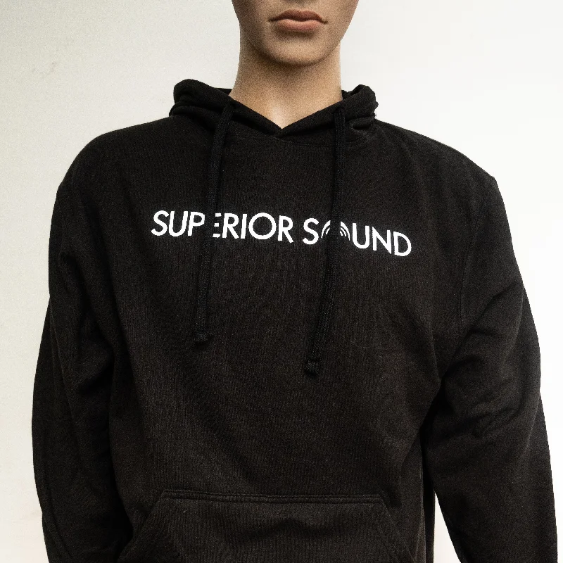 Men's modern cotton hoodie-Superior Sound - White Logo Hoodie