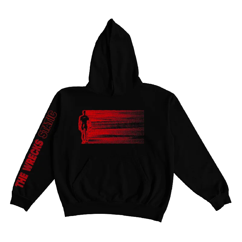 Men's slim zip-up hoodie-The Wrecks - Black Static Hoodie