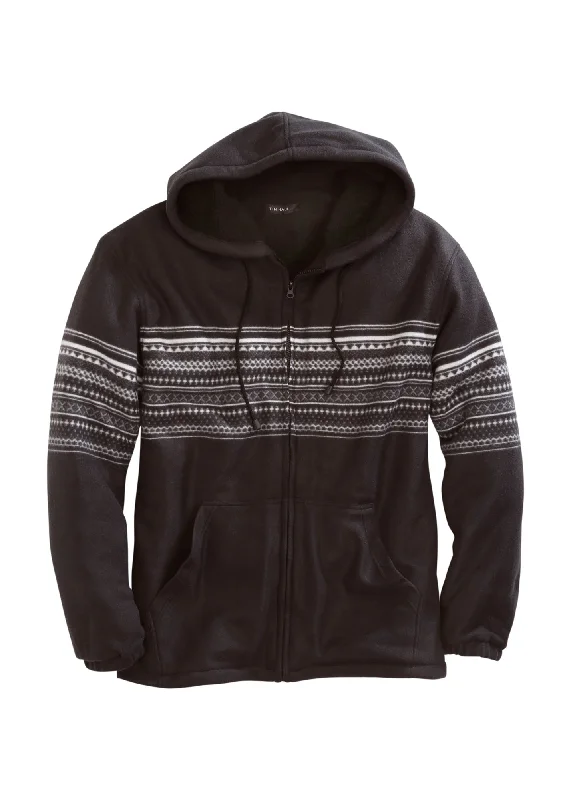 Men's soft oversized hoodie-Tin Haul Mens Black Polyester Aztec Polar Fleece Hoodie