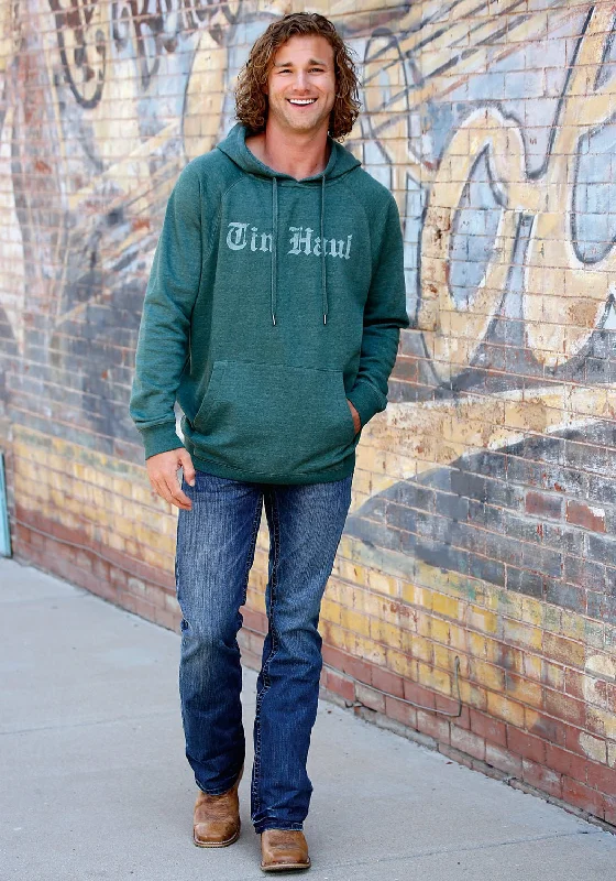 Men's breathable crew hoodie-Tin Haul Mens Green Cotton Blend Old Style Hoodie