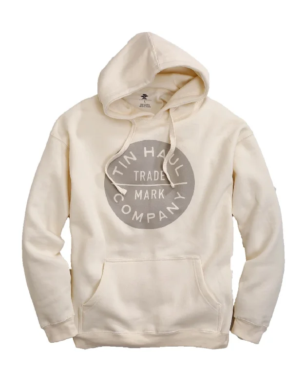 Men's cozy pullover hoodie-Tin Haul Mens White Cotton Blend Vintage Logo Hoodie