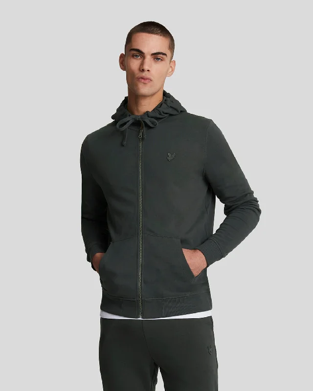 Men's classic crew neck hoodie-Tonal Eagle Zip Through Hoodie