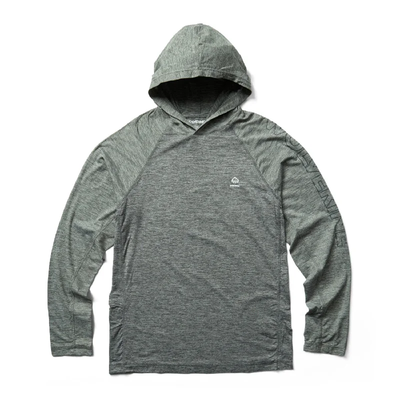 Men's slim crew hoodie-Wolverine Mens Gunmetal Heather Polyester Sun-Stop Eco Hoody