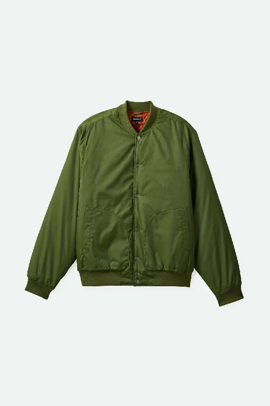 Men's breathable leather jacket-Dillinger Flight Bomber Jacket - Cypress Green