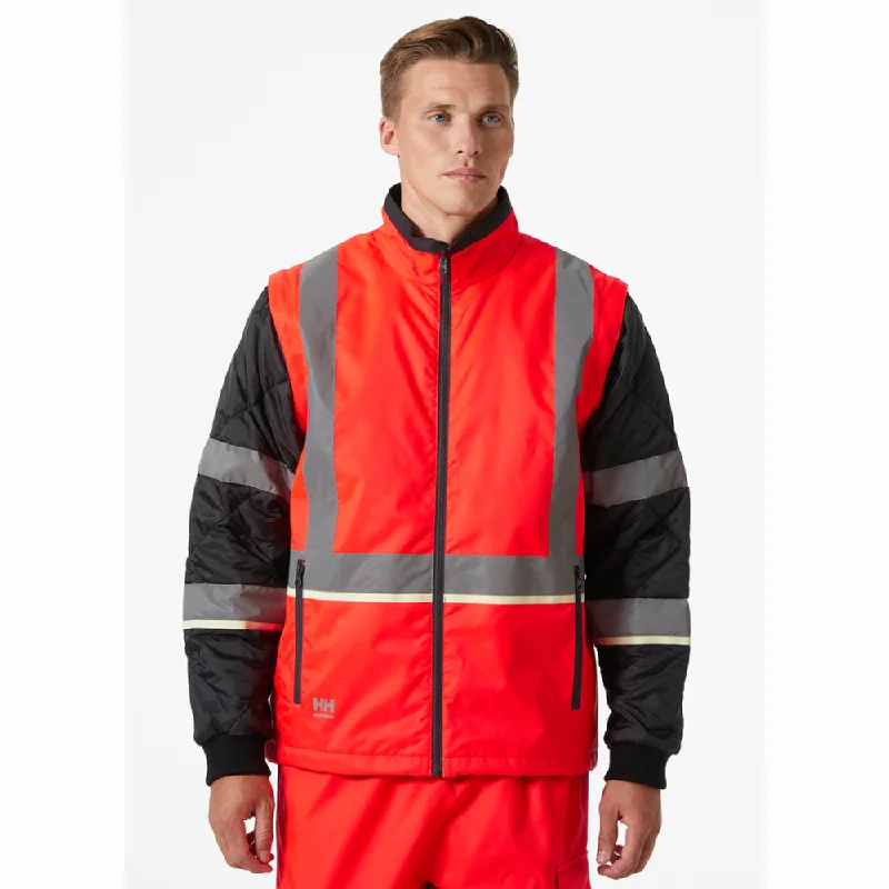 Men's classic leather jacket-Helly Hansen 73185 UC-ME Insulator Hi-Vis Jacket Gilet 3 in 1