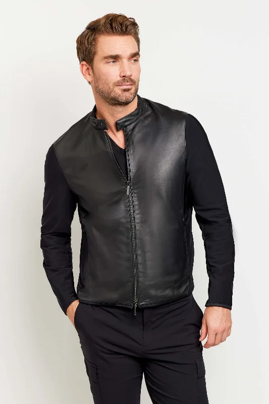 Men's modern denim jacket-Joey Leather Jacket