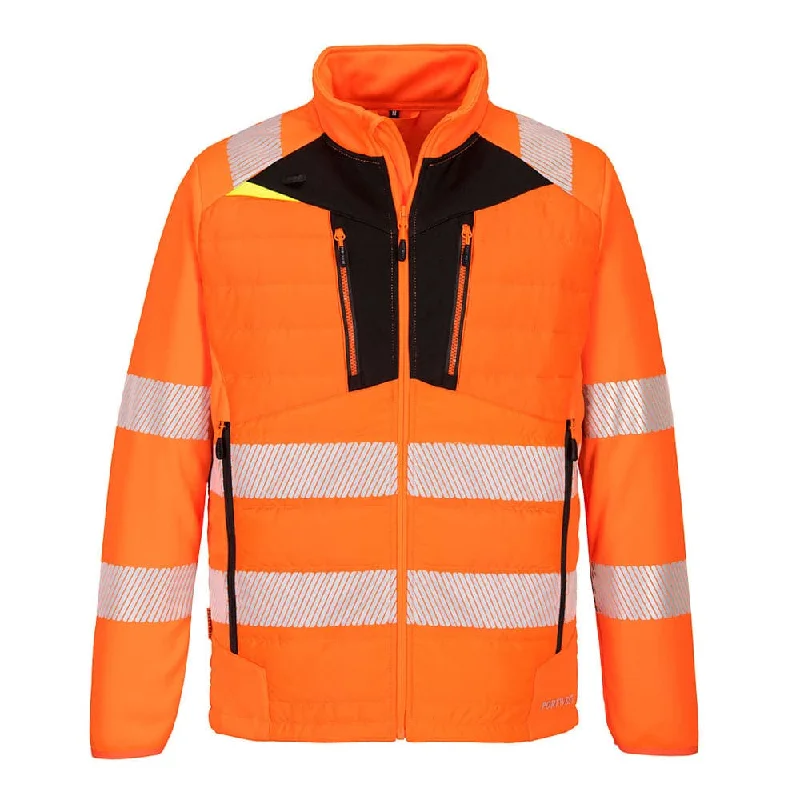 Men's waterproof parka jacket-Portwest DX473 Hi-Vis Hybrid Baffle Jacket