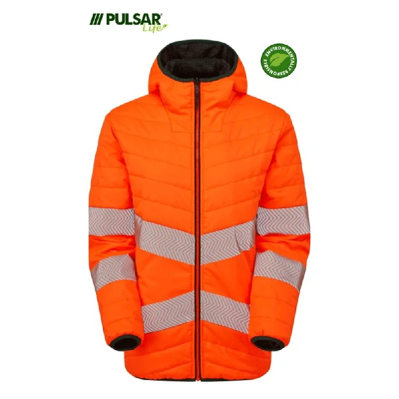 Men's rugged trench jacket-Pulsar Life LFE913 GRS Reversible Hi-Vis Puffer Jacket