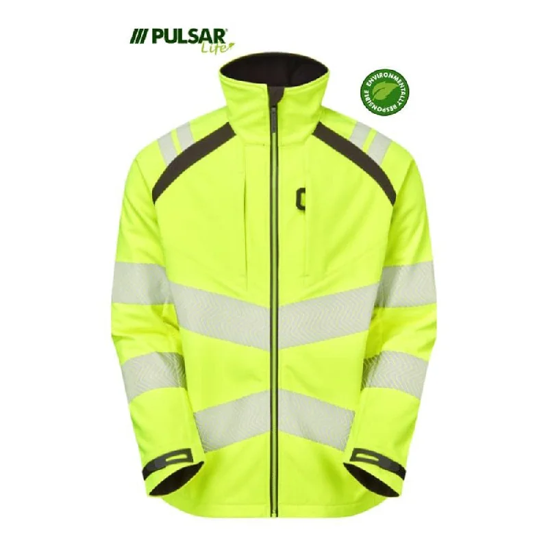 Men's trendy quilted jacket-PULSAR® LIFE LFE915 GRS Hi-Vis Softshell Jacket Yellow