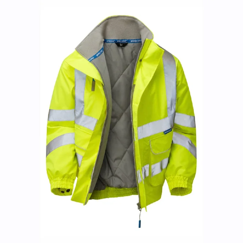 Men's breathable utility jacket-PULSAR P191 Hi-Vis Yellow Padded Waterproof Bomber Jacket